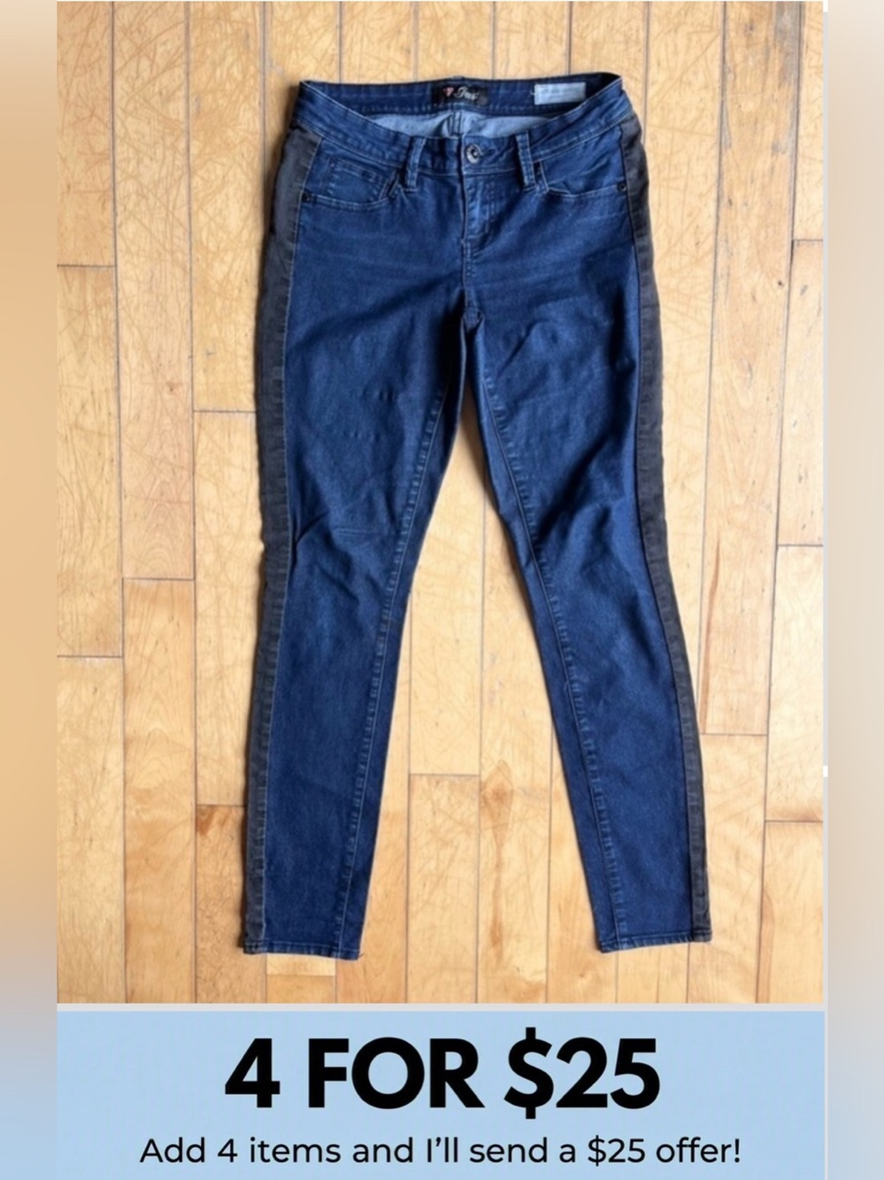 Guess Low Rise Dark Wash Skinny Side Stripe Denim Jeans Size 27